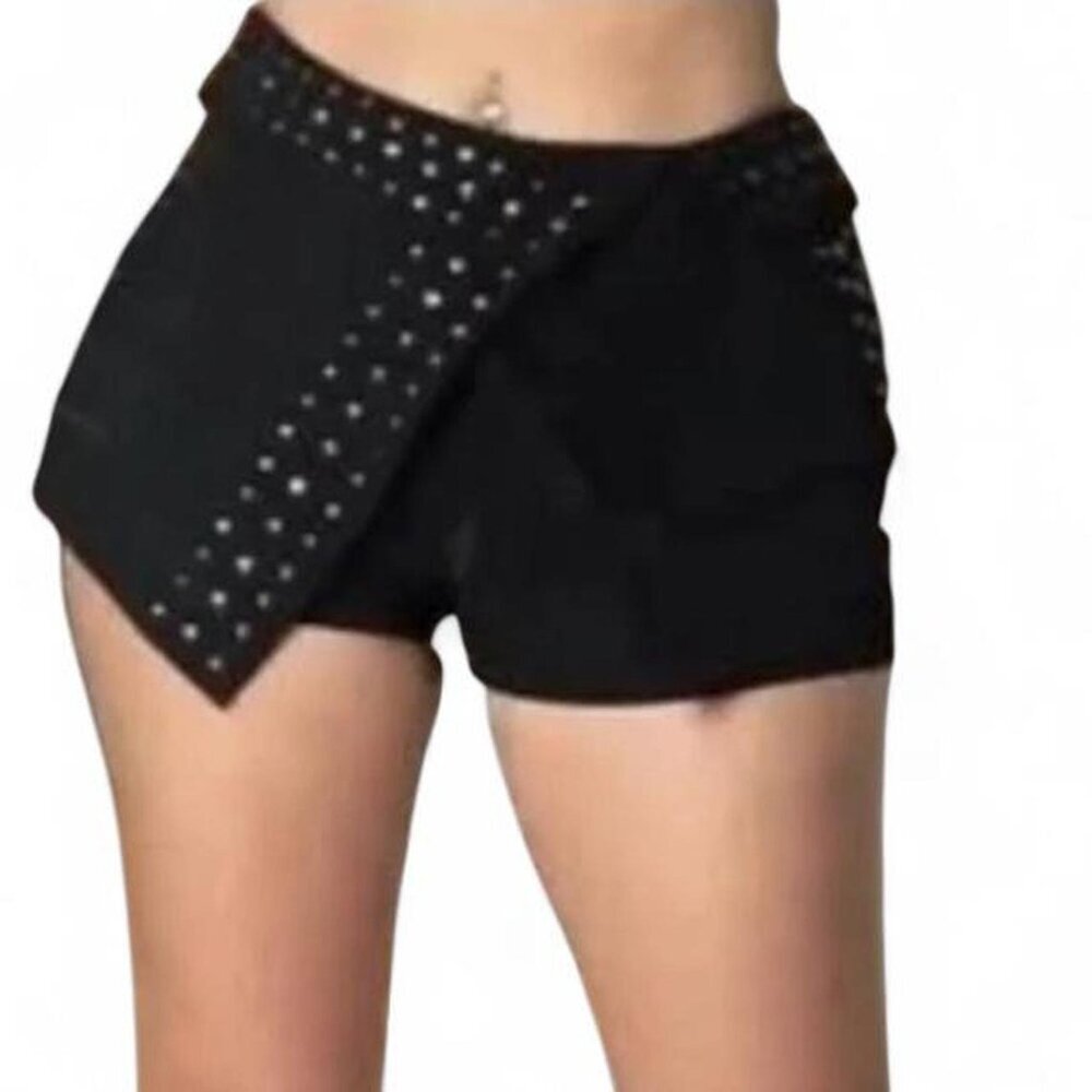 Vintage GUESS Black Studded Skort Shorts Y2K Grunge Size 2